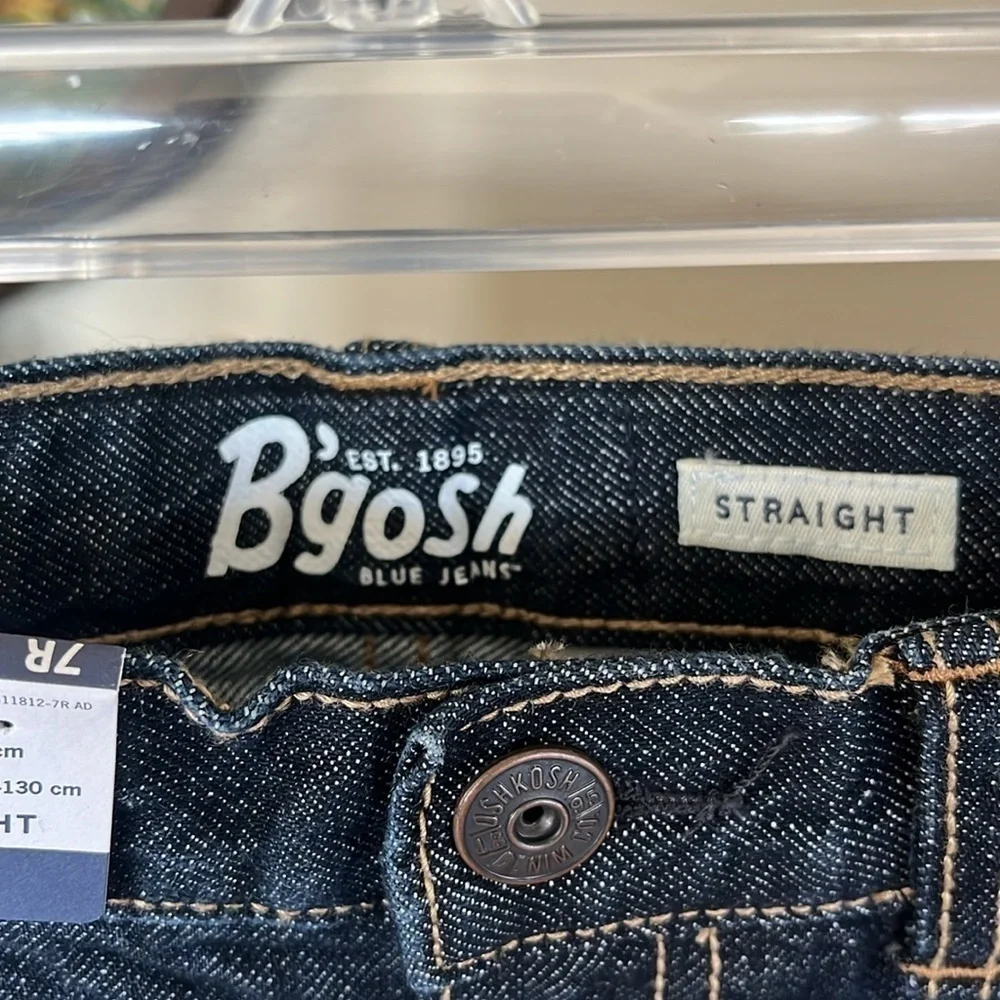 Brand New OshKosh B'Gosh Straight Jeans Dark Wash Denim Adjustable Waistband